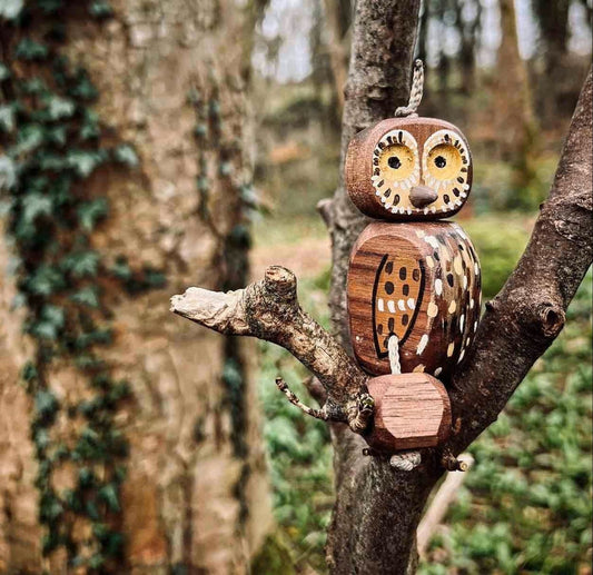 Olly the Owl in Walnut | Handmade Wooden Robot Toy | UKCA CE Tested Age: 3+