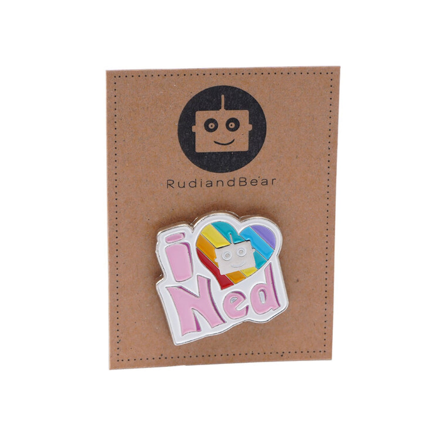I Heart Ned Pin Badge | Robot Fun | Gift for Children's Bookbag or Lunch Bag