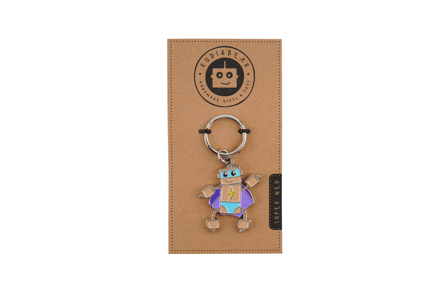 Super Ned Keyring | Robot Fun | Gift for Children's Bookbag or Lunch Bag