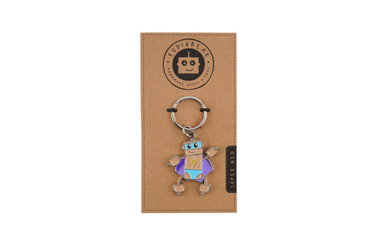 Super Ned Keyring | Robot Fun | Gift for Children's Bookbag or Lunch Bag