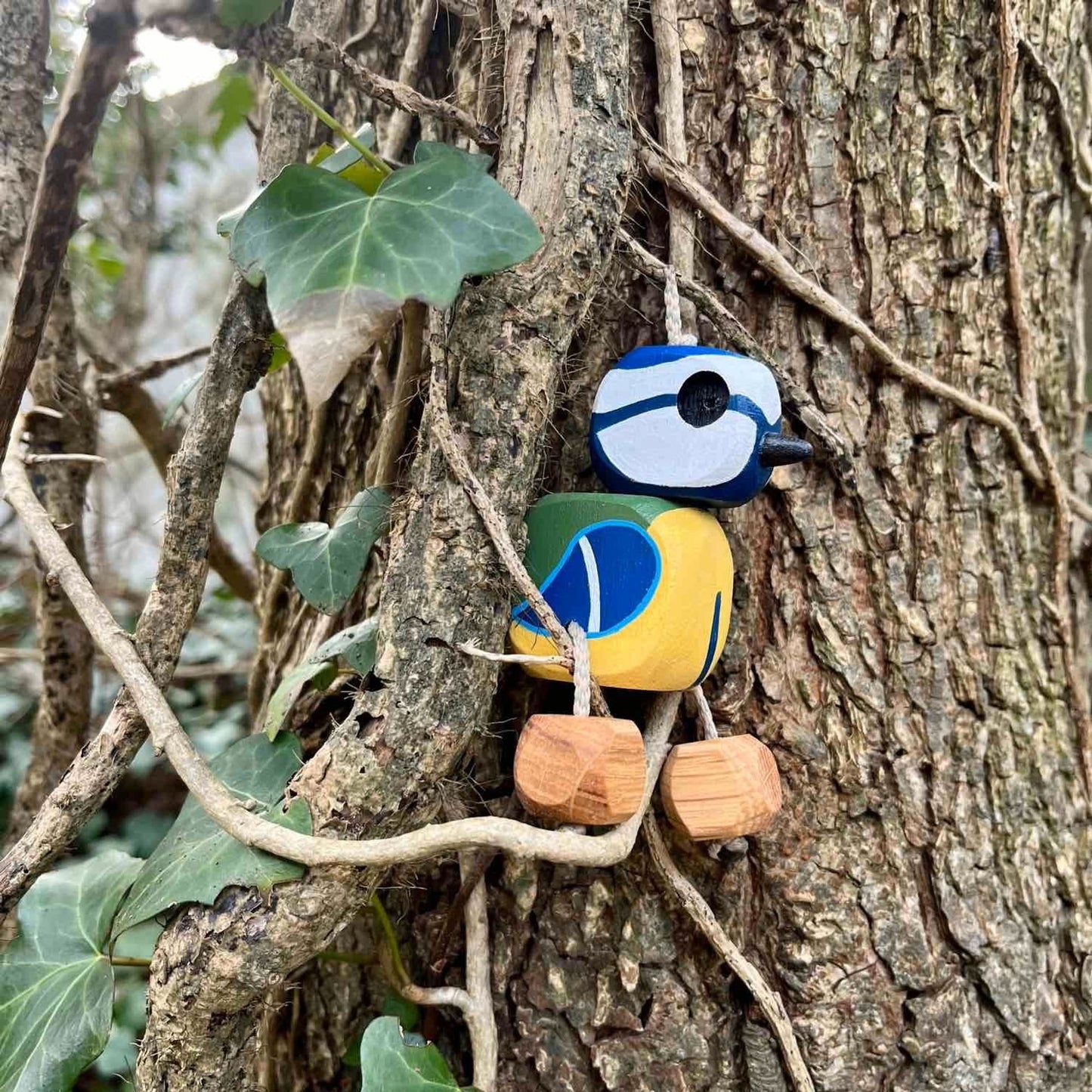 Bertie the Blue Tit in Oak | Handmade Wooden Robot Toy | UKCA CE Tested Age: 3+
