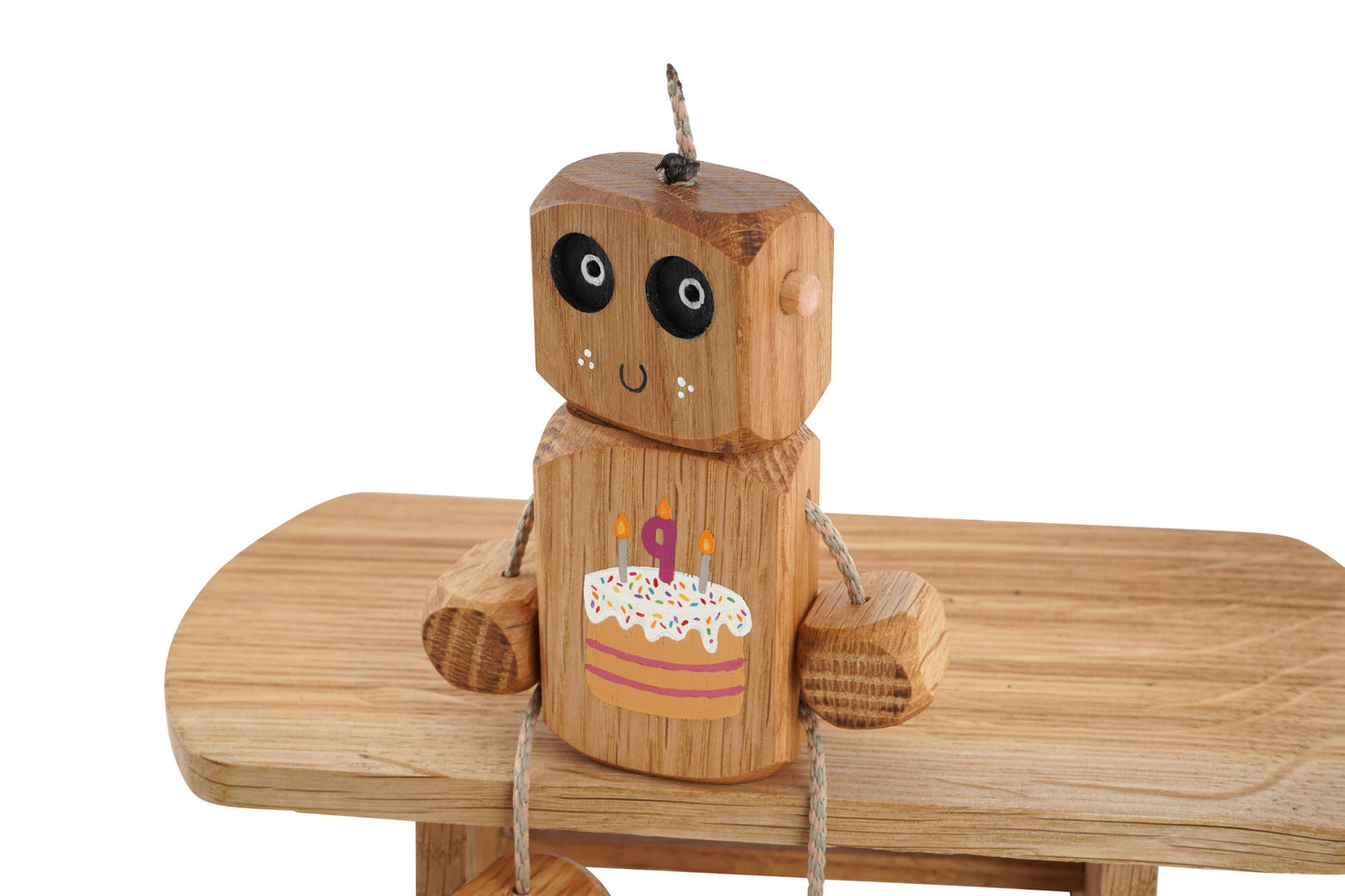 Ned's 9th Birthday Ned in Oak | Handmade Wooden Robot Toy | UKCA CE Tested