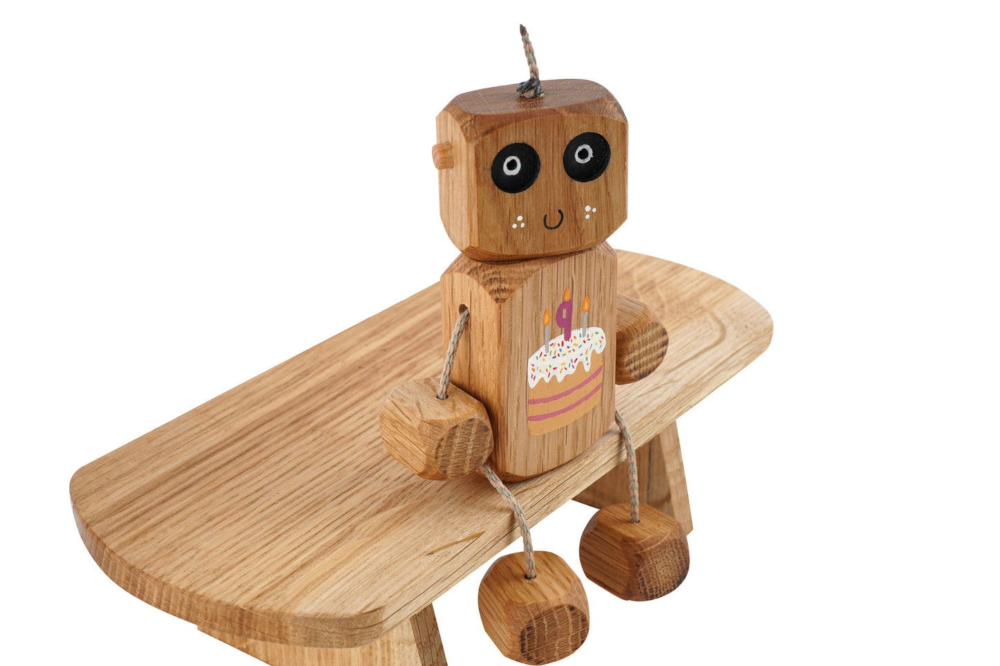 Ned's 9th Birthday Ned in Oak | Handmade Wooden Robot Toy | UKCA CE Tested