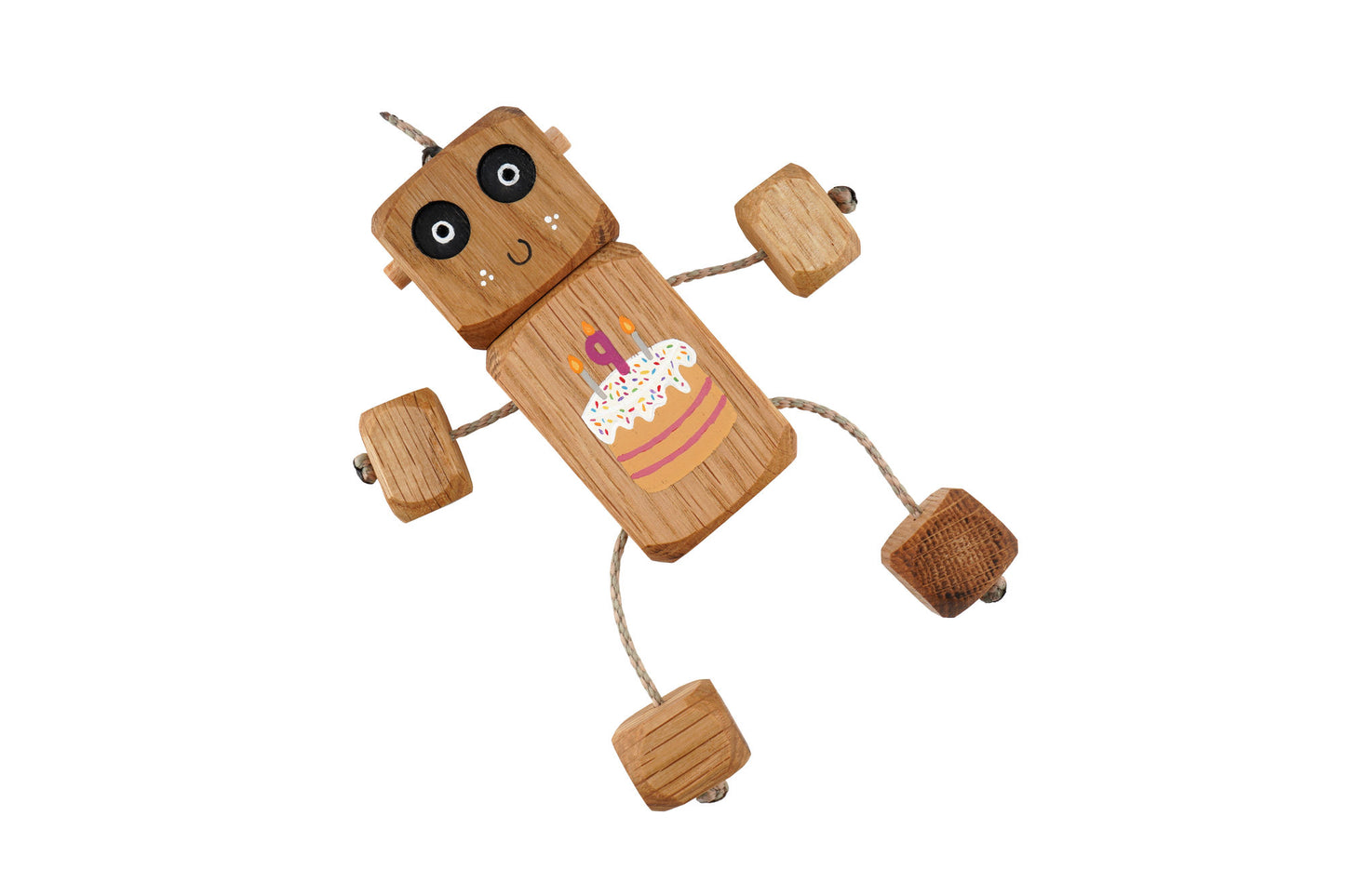 Ned's 9th Birthday Ned in Oak | Handmade Wooden Robot Toy | UKCA CE Tested