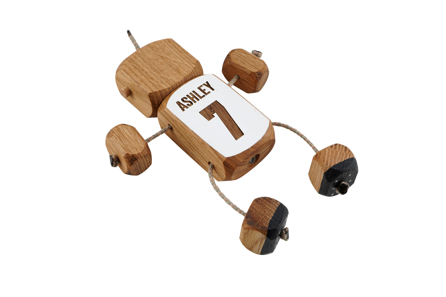Personalised England Football Ned in Oak | Handmade Wooden Robot Toy | UKCA CE Tested