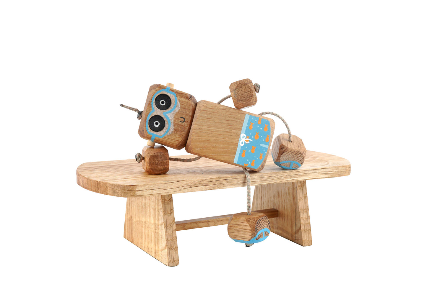 Holiday Ned in Oak | Handmade Wooden Robot Toy | UKCA CE Tested