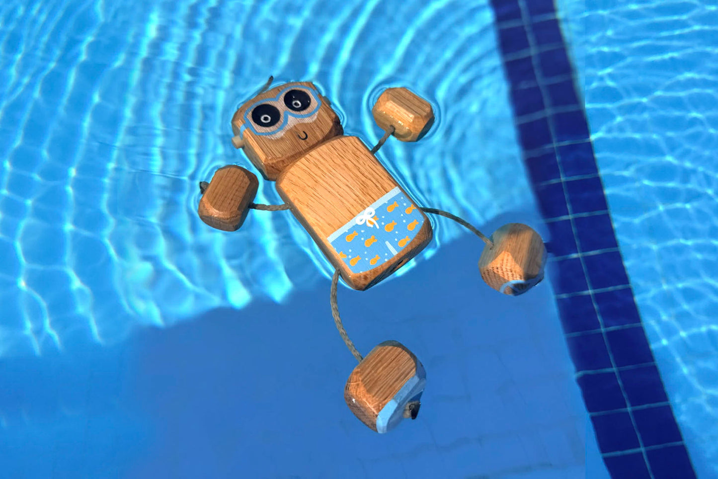 Holiday Ned in Oak | Handmade Wooden Robot Toy | UKCA CE Tested