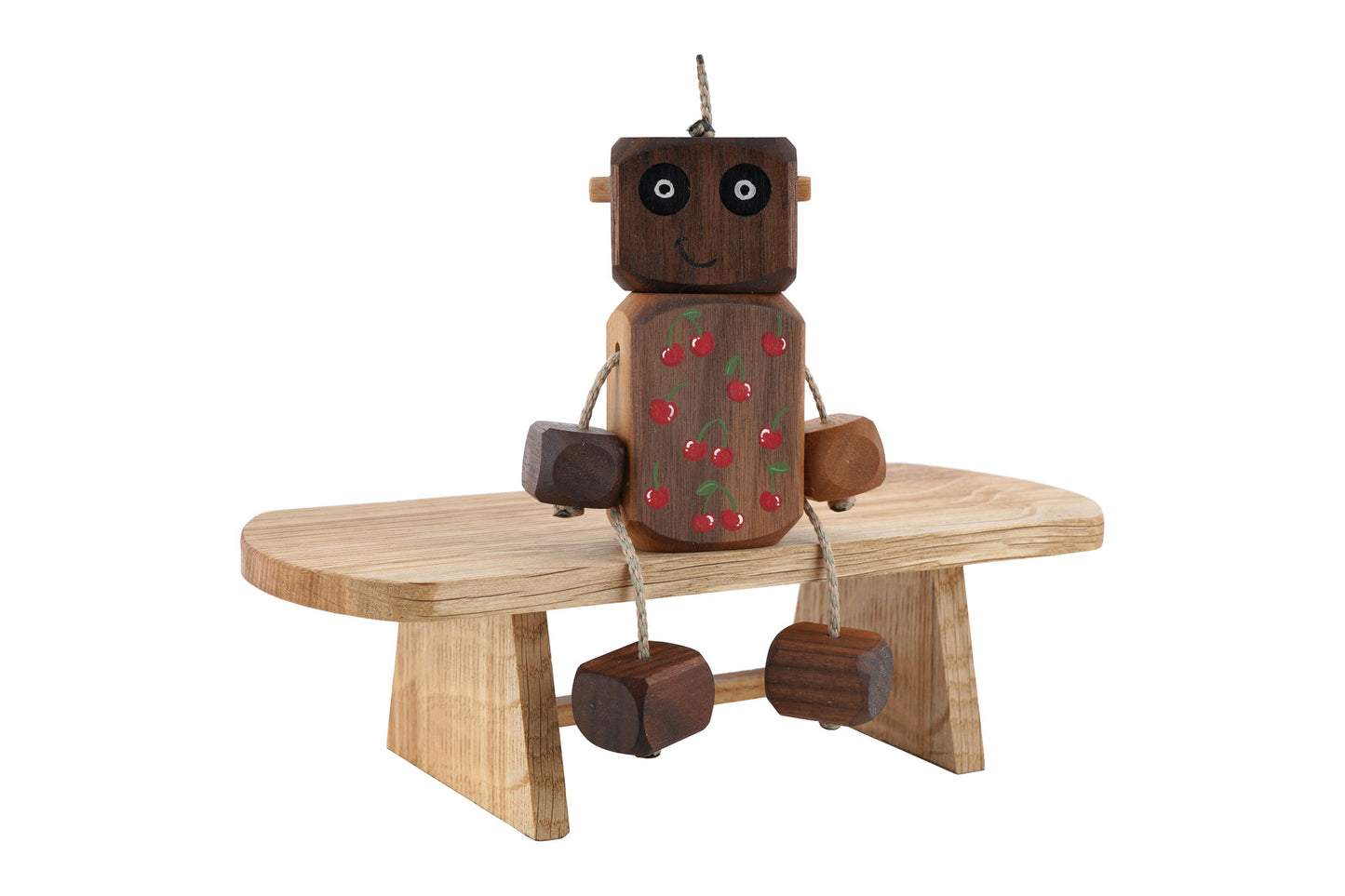 Cherry Ned in Walnut | Handmade Wooden Robot Toy | UKCA CE Tested