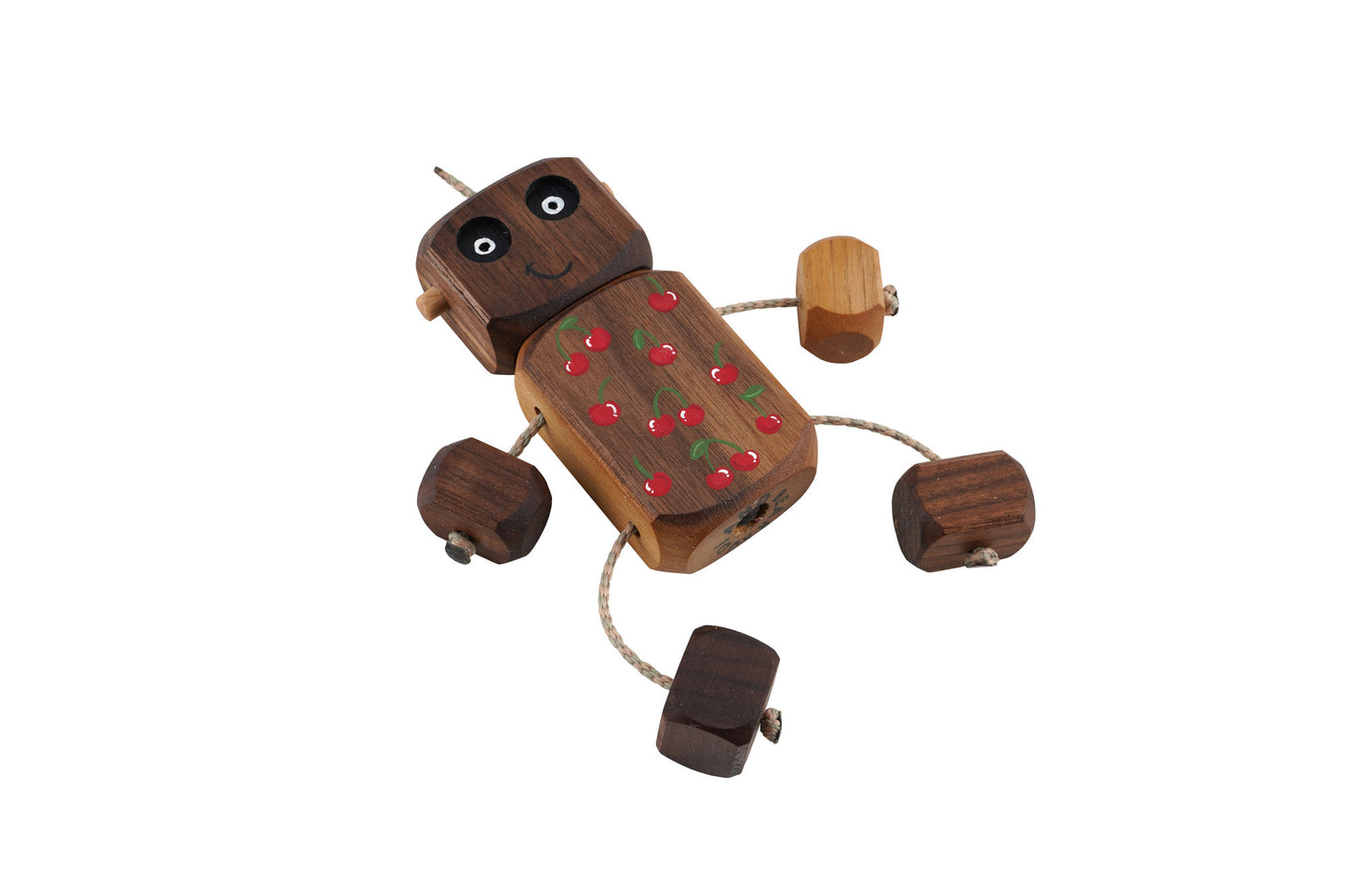 Cherry Ned in Walnut | Handmade Wooden Robot Toy | UKCA CE Tested