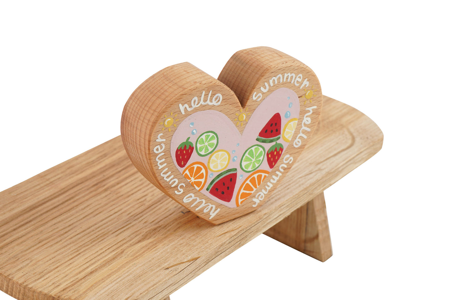Hello Summer Heart in Beech | Handmade Wooden Toy | UKCA CE Tested | Age 3+