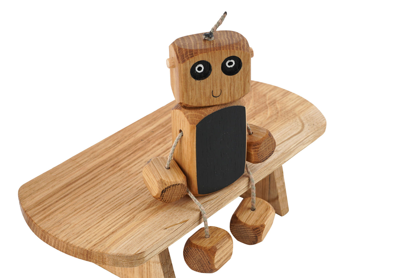 Chalkboard Ned in Oak | Handmade Wooden Robot Toy | UKCA CE Tested