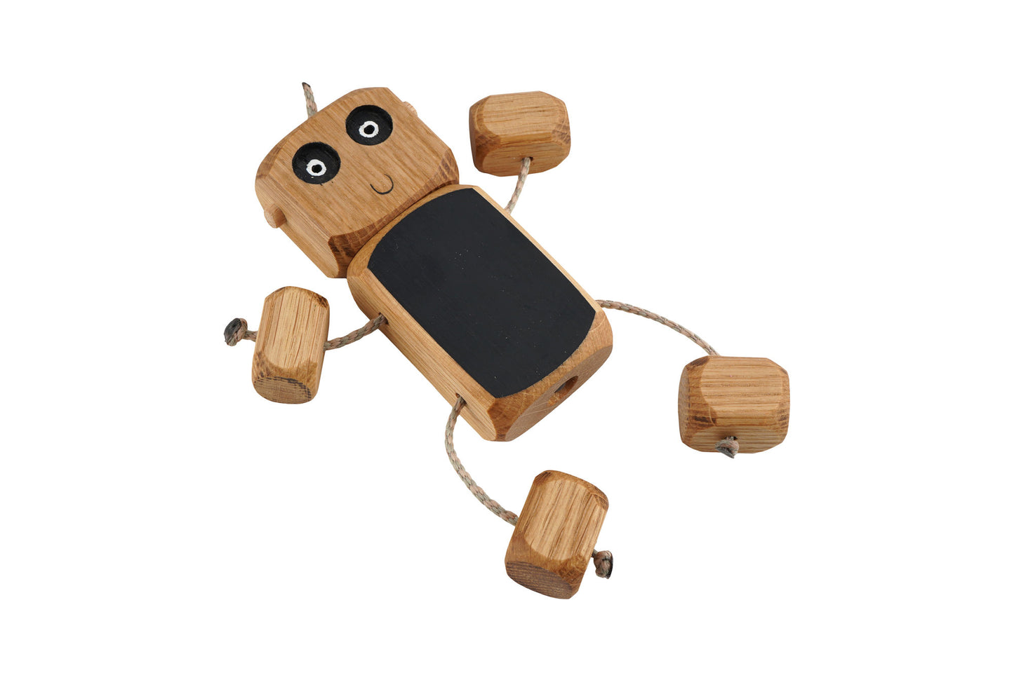 Chalkboard Ned in Oak | Handmade Wooden Robot Toy | UKCA CE Tested