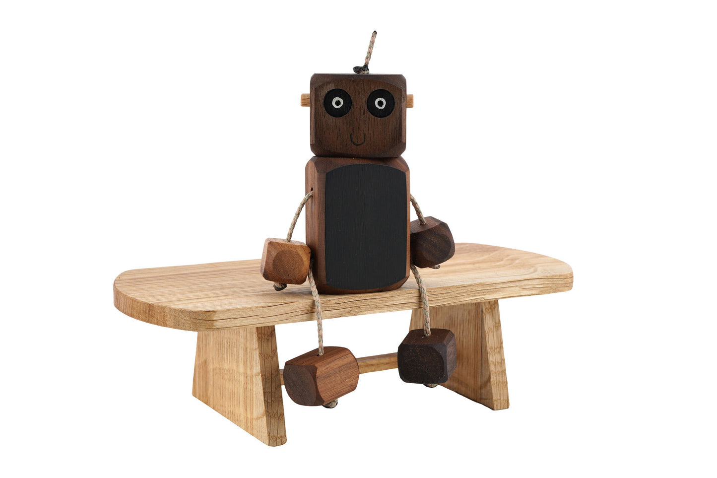 Chalkboard Ned in Walnut | Handmade Wooden Robot Toy | UKCA CE Tested
