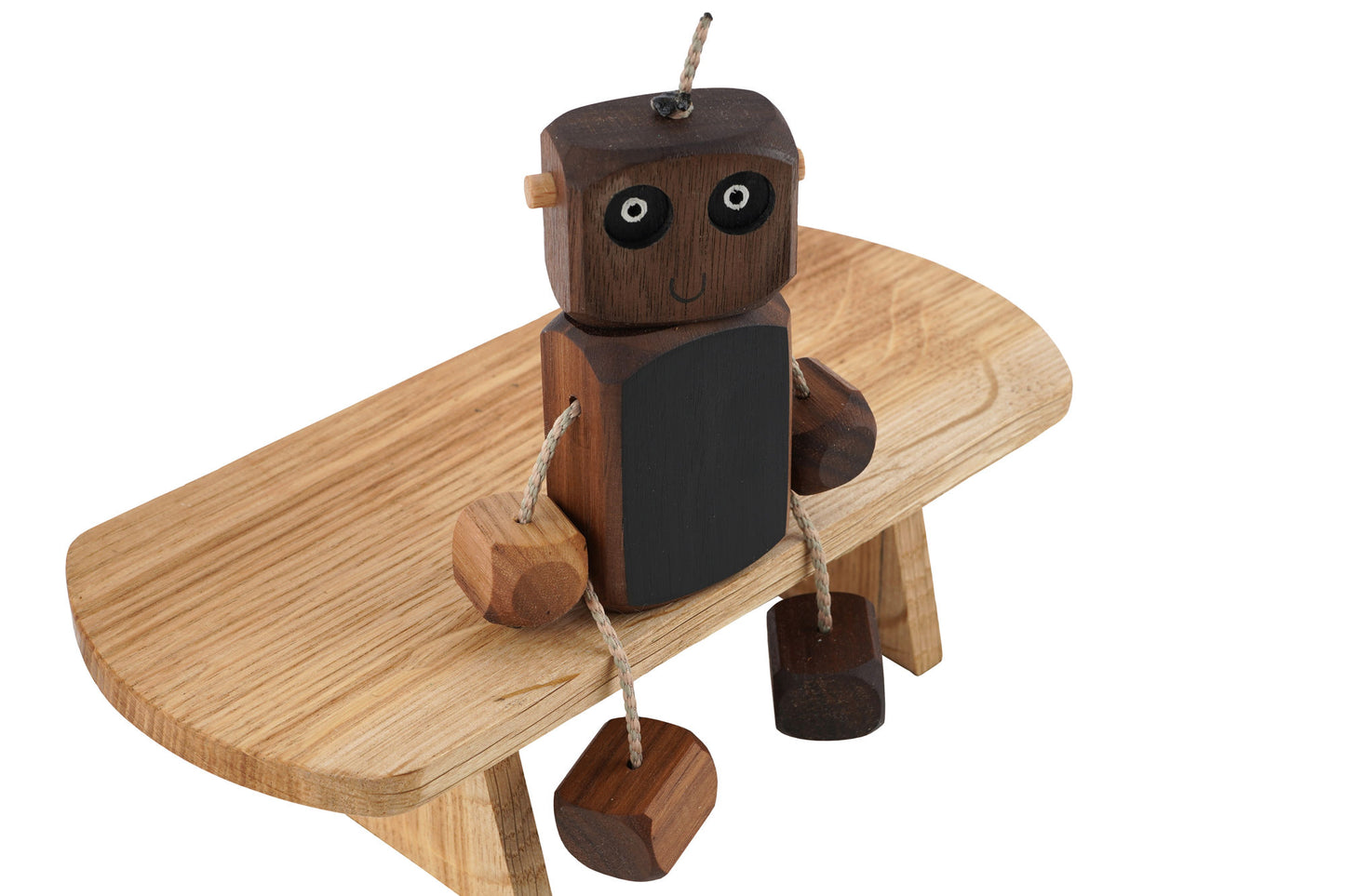 Chalkboard Ned in Walnut | Handmade Wooden Robot Toy | UKCA CE Tested