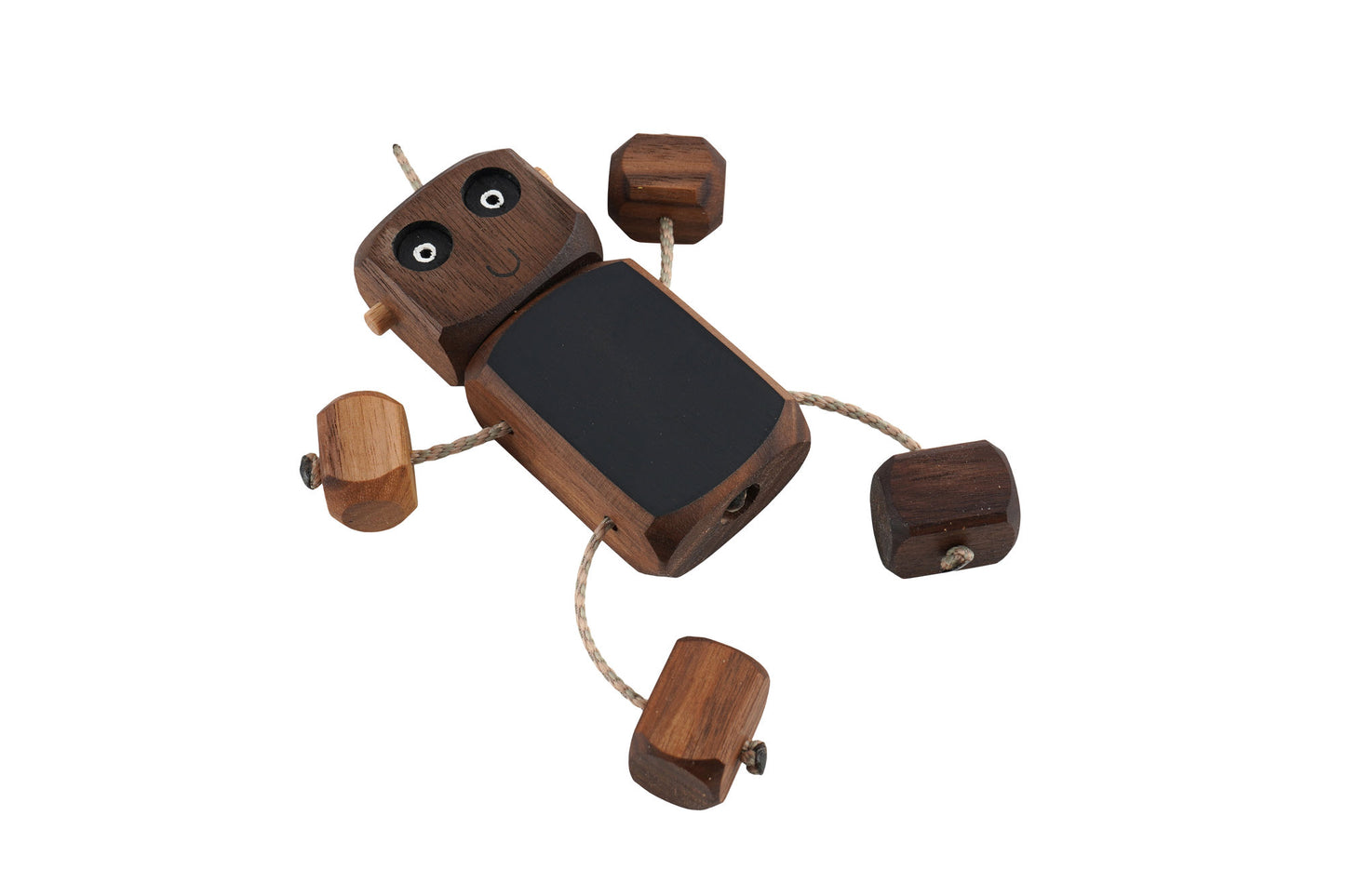 Chalkboard Ned in Walnut | Handmade Wooden Robot Toy | UKCA CE Tested