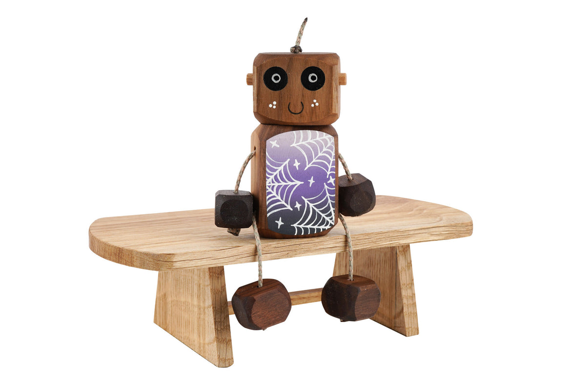 Cobweb Ned in Walnut | Handmade Wooden Robot Toy | UKCA CE Tested | Age 0+