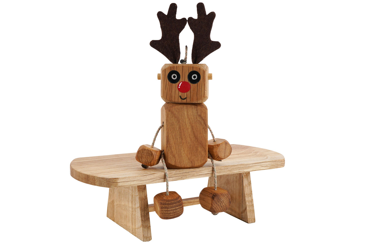 Reindeer Ned in Oak | Handmade Wooden Robot Toy | UKCA CE Tested | Age 3+