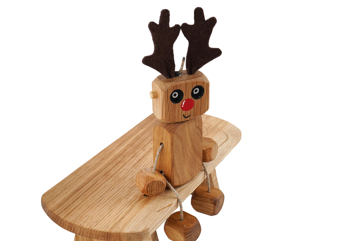Reindeer Ned in Oak | Handmade Wooden Robot Toy | UKCA CE Tested | Age 3+