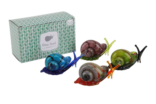 4 Assorted Glass Snail