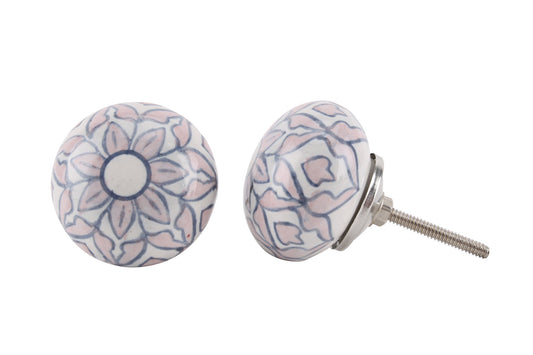 Pink & Blue Flower Drawer Pull