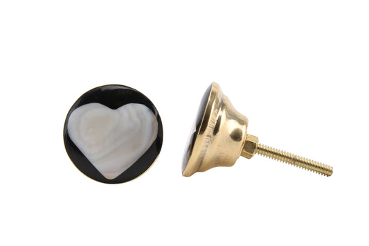 Black & White Heart Drawer Pull