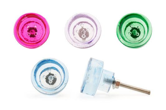 Set of 4 | Green, Purple, Pink and Blue Glass Drawer Pulls Cabinet Knobs • DIY Upcycle • Gifts for Home • Home Improvement • Rennovations