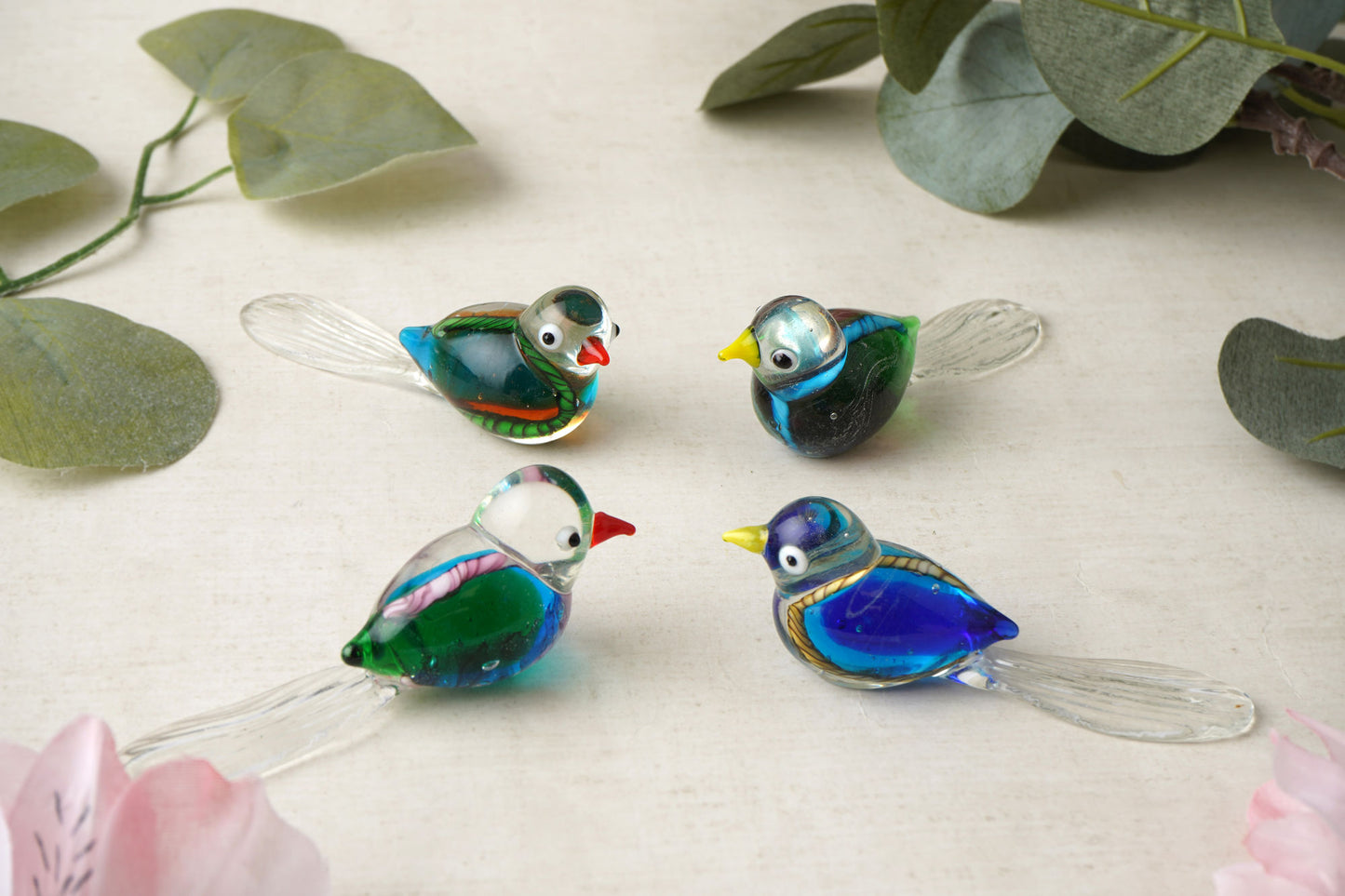 Artisan Glass 4 Assorted Glass Birds