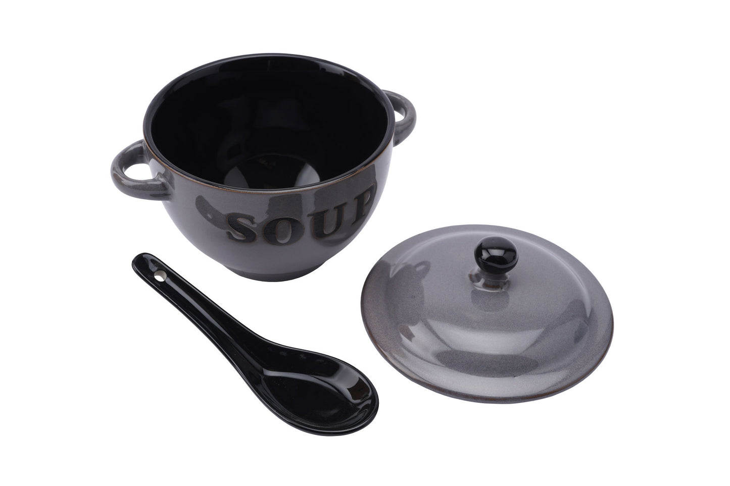 Grey Soup Bowl and Spoon Sets