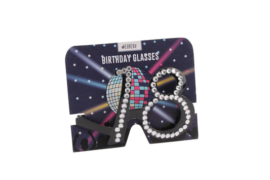 Black Clear Crystal '18th' Birthday glasses