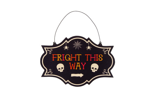 Halloween Haunted House 'Fright This Way' Glitter Sign