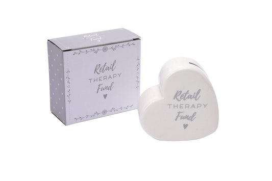 Ceramic Heart Money Bank 'Retail Therapy Fund'