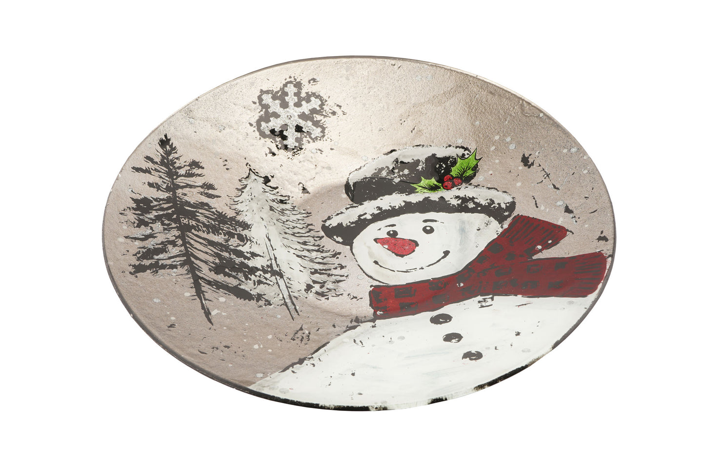 Snowman Glass Large Bowl