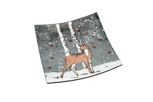 Stag Glass Small Square Plate