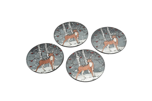 Stag Glass Set Of 4 Glass Coasters