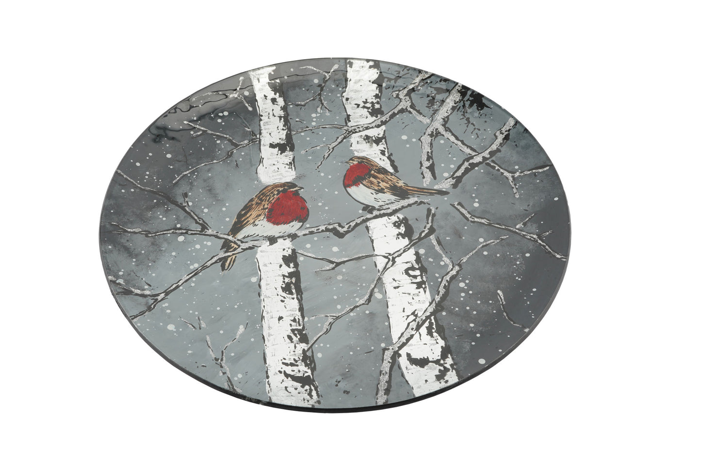 Winter Robin Glass Large Plate