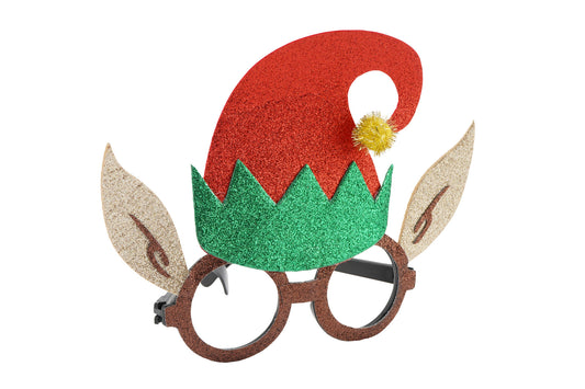 CGB Giftware | Novelty Glitter Elf Hat and Ears Christmas Glasses | Joy to the World | Perfect For Christmas Parties! | GB03805