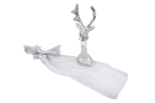 Stag Head Bottle Opener In Organza Bag