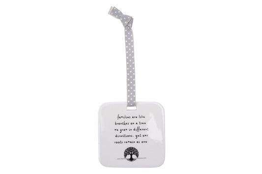 Send With Love 'Families are like branches on a tree, we grow in ....' Ceramic Hanger