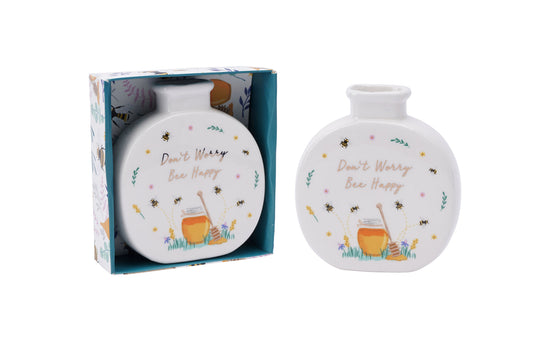 Ceramic 'Dont Worry Bee Happy' Beekeeper Bud Vase