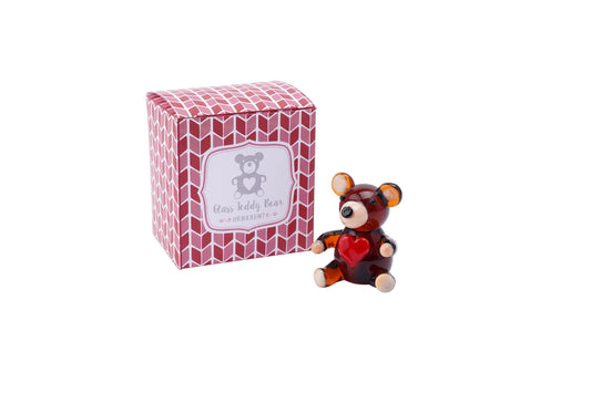 Artisan Glass Bear Holding A Heart In Gift Box • Decoration • Ornament • Collectable • Gift For Home • Home Decor
