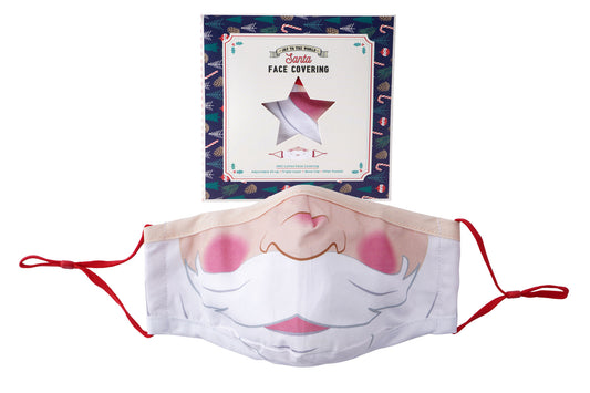 Unisex Novelty Father Christmas Face Covering | 100% Cotton With Nose Wire | Triple Layered Ear Straps | Filter Pocket