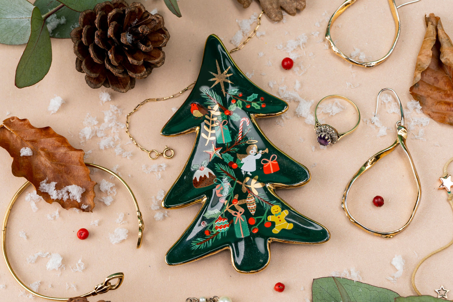 Christmas Green Christmas Tree Trinket Dish