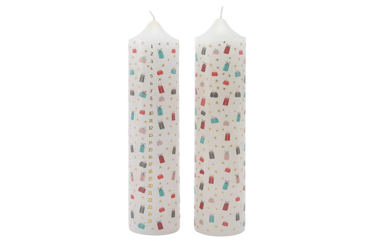 Christmas Presents Pack of 2 Pillar Advent Candles