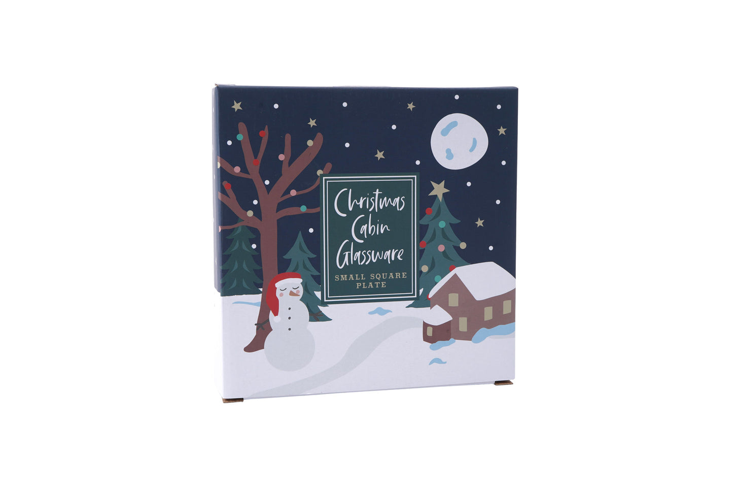 Christmas Cabin Glass Small Square Plate