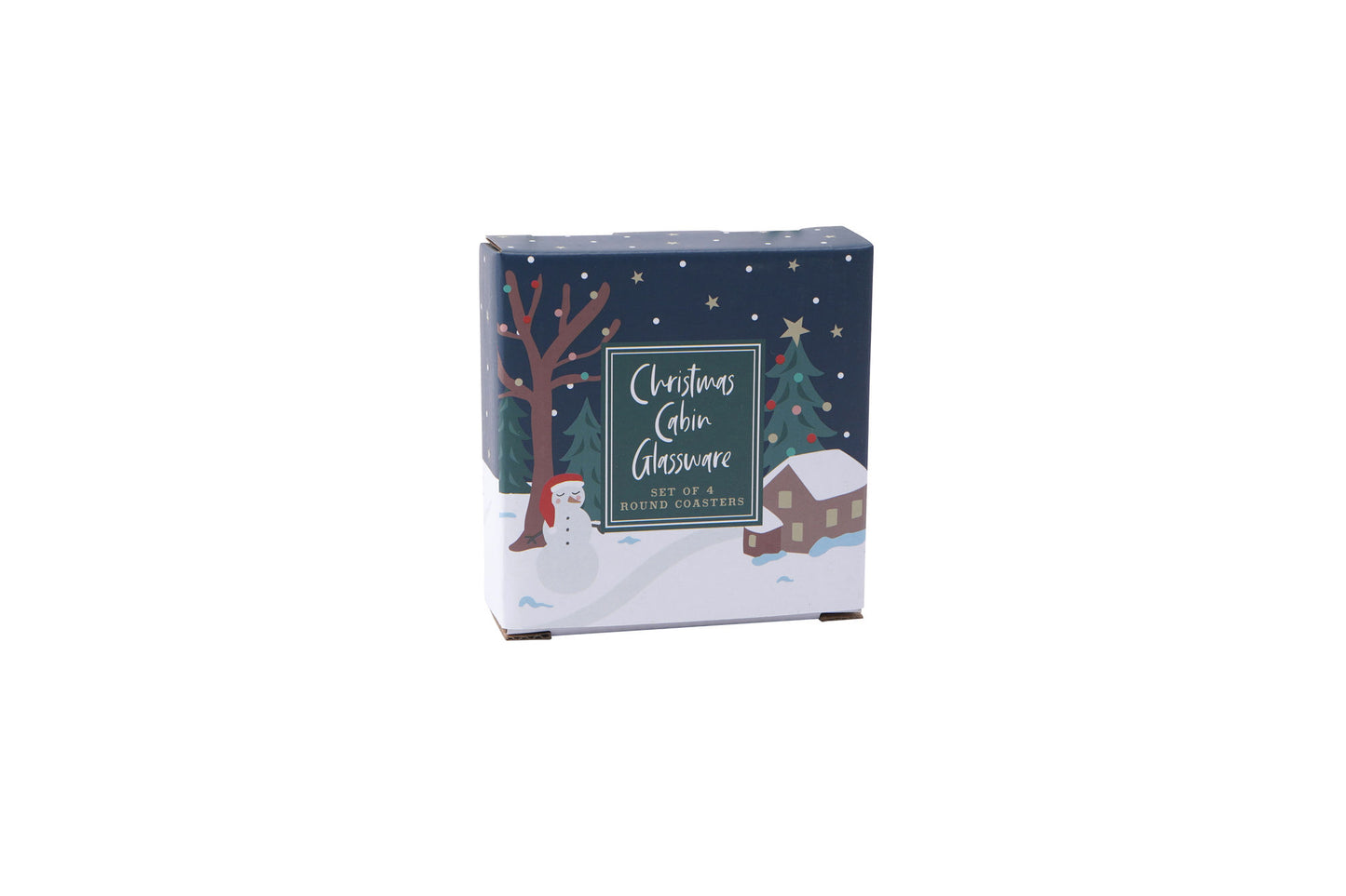 Christmas Cabin Set Of 4 Glass Coasters