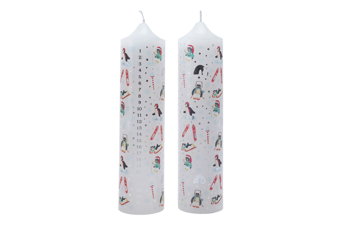 Winter Wonderland Pack of  2 Pillar Advent Candles