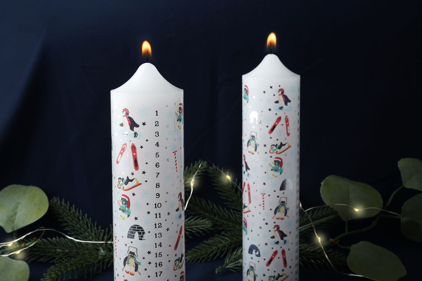 Winter Wonderland Pack of  2 Pillar Advent Candles