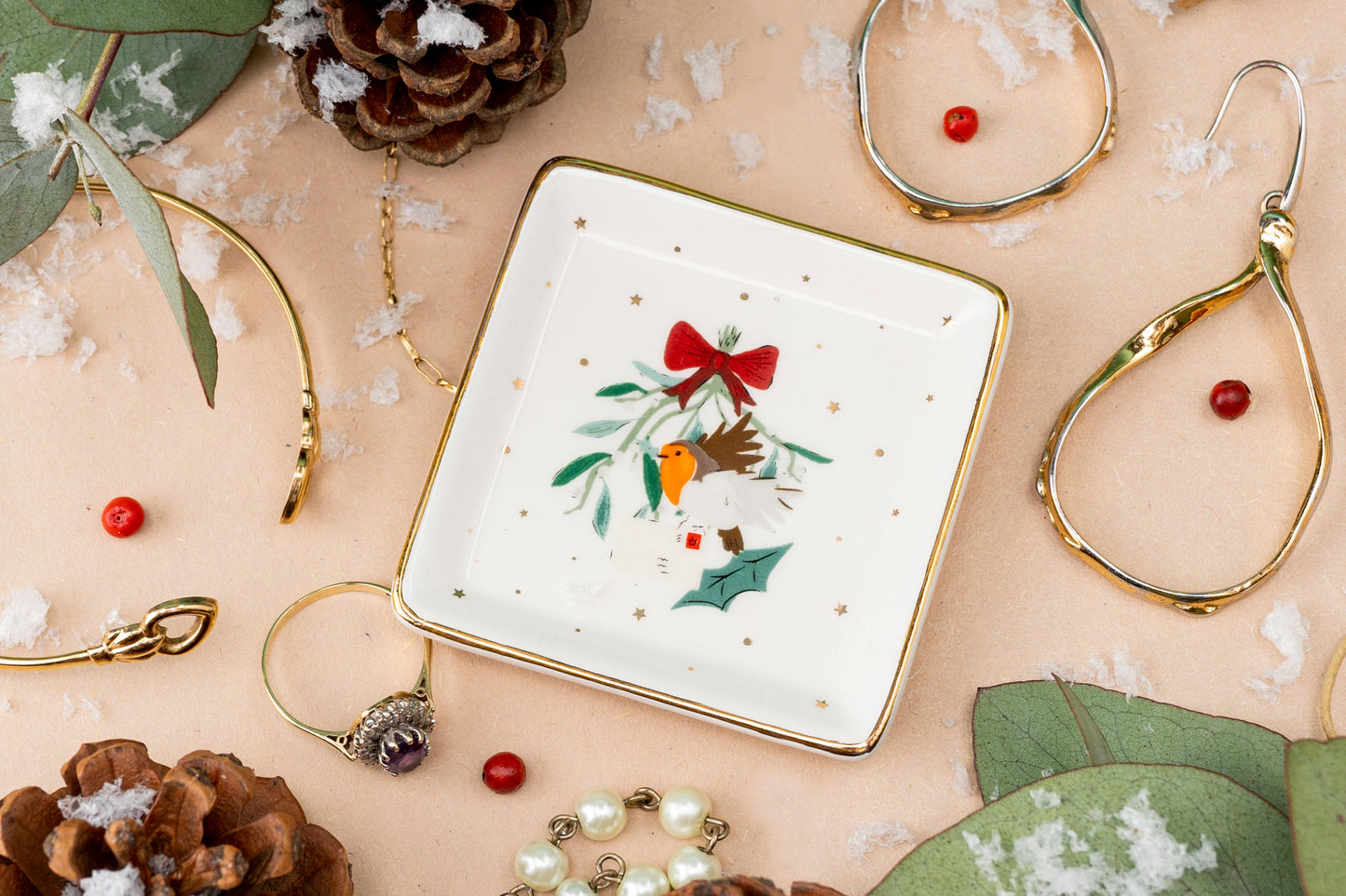 Winter Robin Robin Trinket Dish