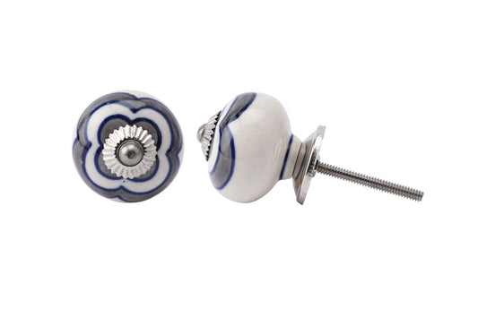 Set of 2 • Grey and Blue Flower Ceramic Drawer Pulls • DIY Upcycle • Gifts for Home • Cabinet Pull • Drawer Knob • Home Improvement