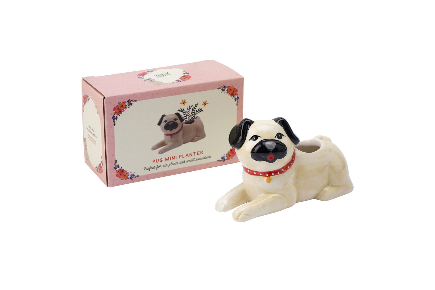 Floral Prints Pug Mini Planter